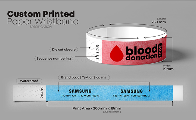 Custom Printed Paper Wristbands details